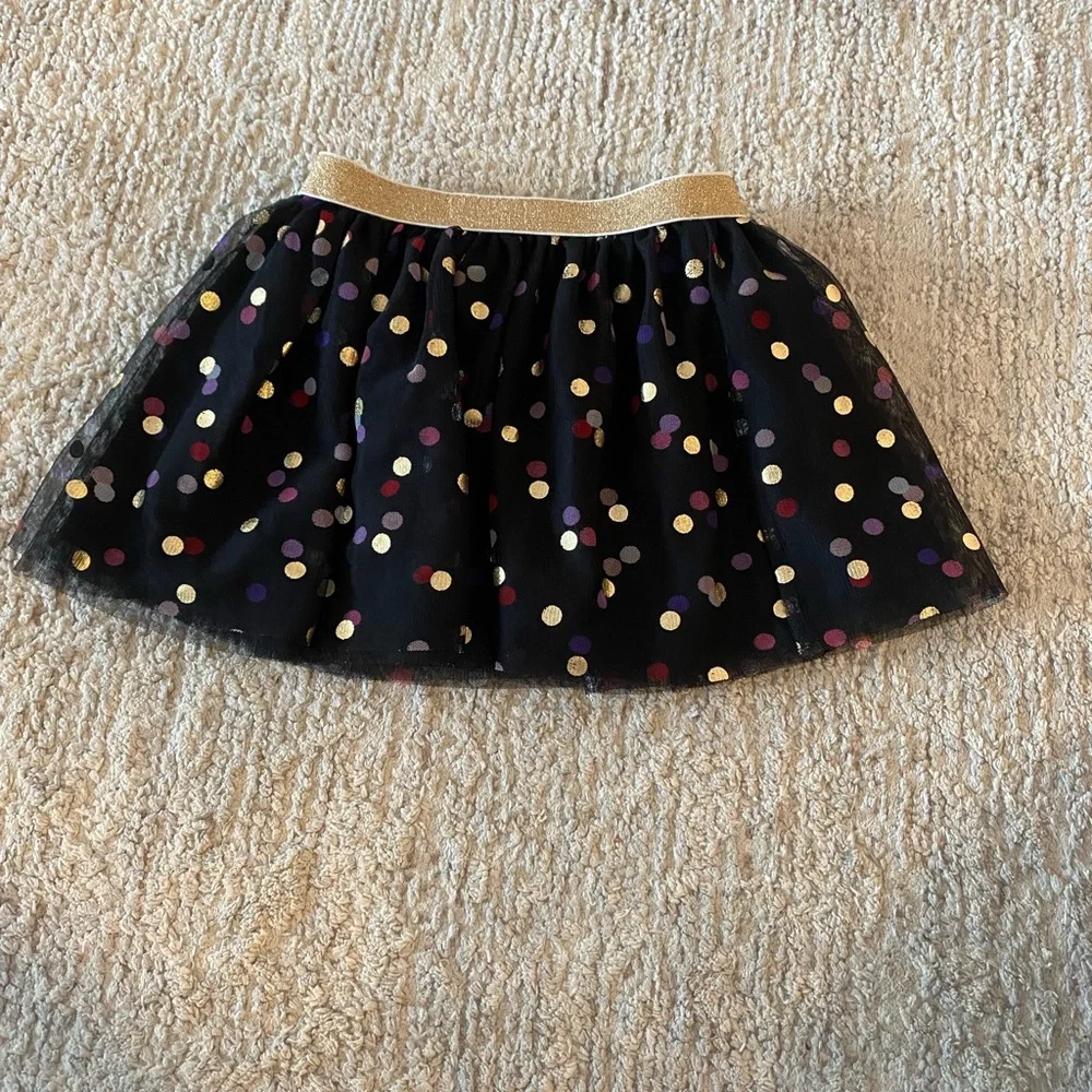 Epic Threads Polka Dot Black Skirt with Gold Waistband Size 4T